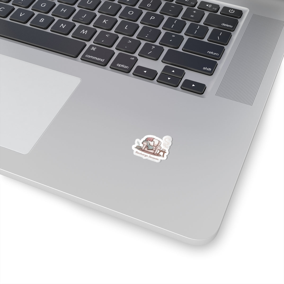 Recharge Season Sticker — Cozy Armchair Sticker with 'Recharge Season' Text