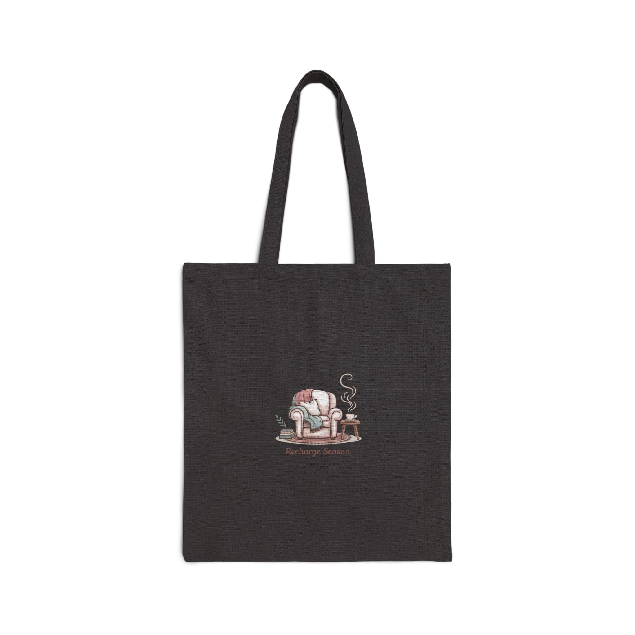Tote Bag — Cute 'Recharge Station' Coffee & Cat Canvas Tote