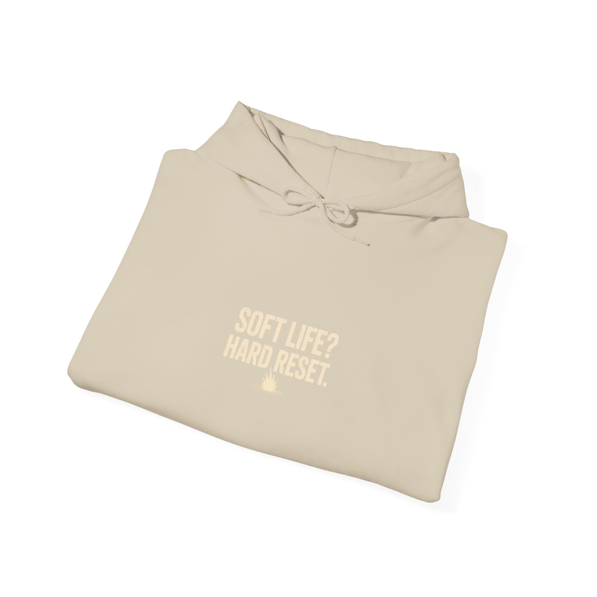 Reset Life Hoodie — Minimal "Soft Life, Hard Reset" Graphic Hooded Sweatshirt