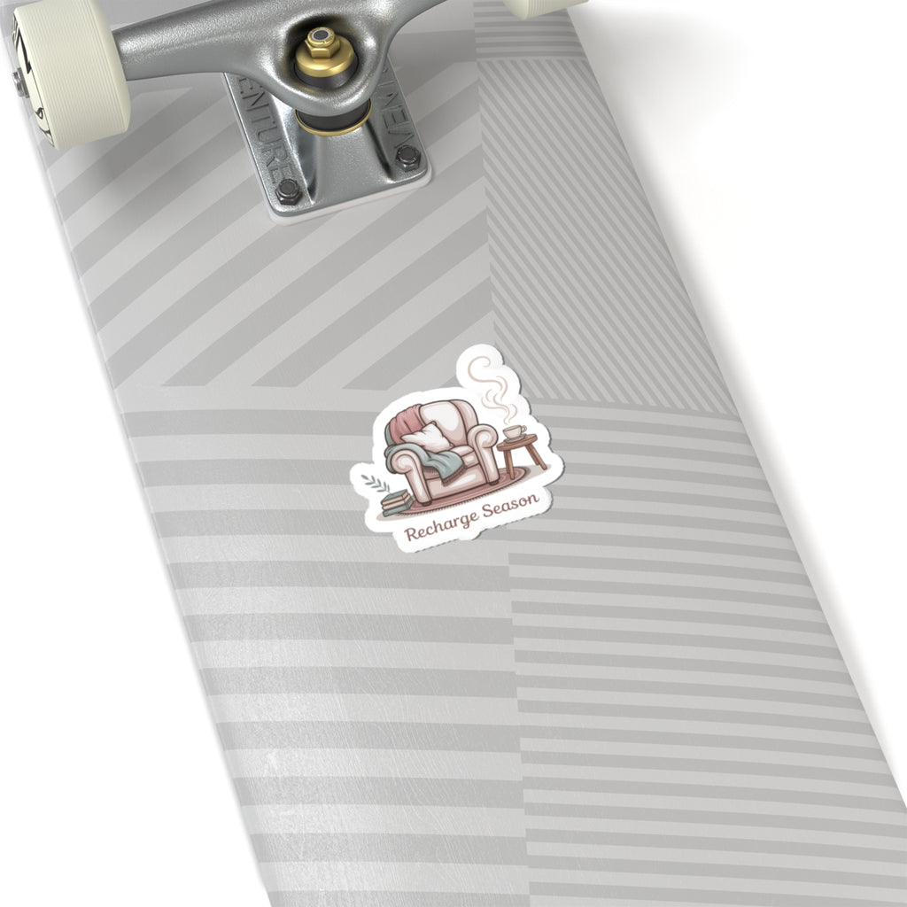 Recharge Season Sticker — Cozy Armchair Sticker with 'Recharge Season' Text