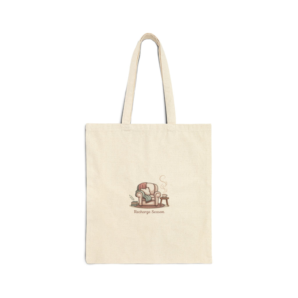 Tote Bag — Cute 'Recharge Station' Coffee & Cat Canvas Tote