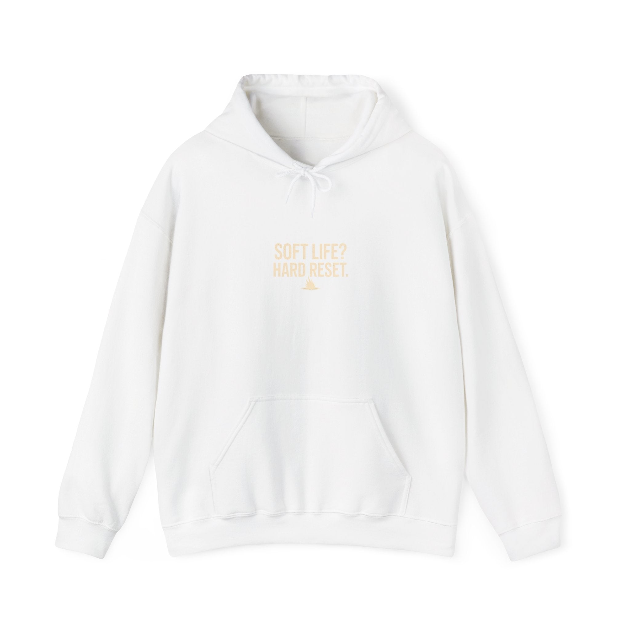 Reset Life Hoodie — Minimal "Soft Life, Hard Reset" Graphic Hooded Sweatshirt